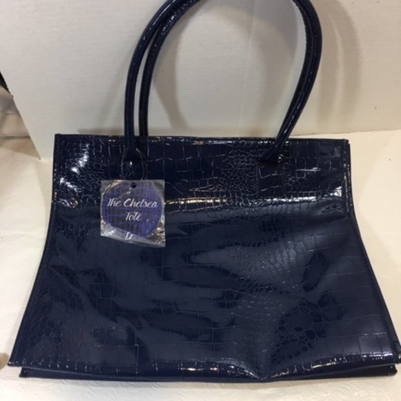 NWT The Chelsea Tote Faux Croc Pattern on Front Blue 15x12.5 - Picture 6 of 10